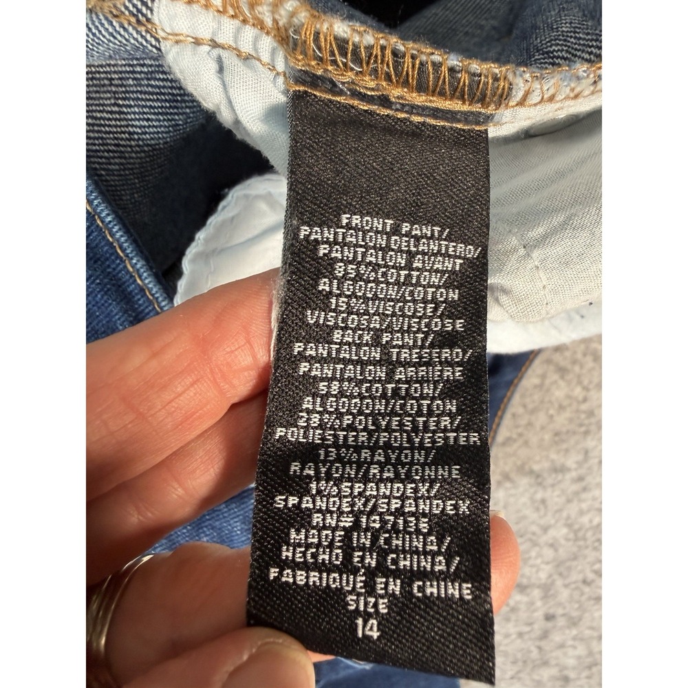 1822 Denim Taylor Women's Jeans Size 14 Cuffed Raw Hem Stretch Dark Wash - Picture 7 of 11